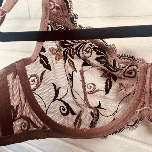 NWT Soma Sensuous Lace Unlined Underwire Bra 34 D Mochaccino Black #0551 - Picture 4 of 15